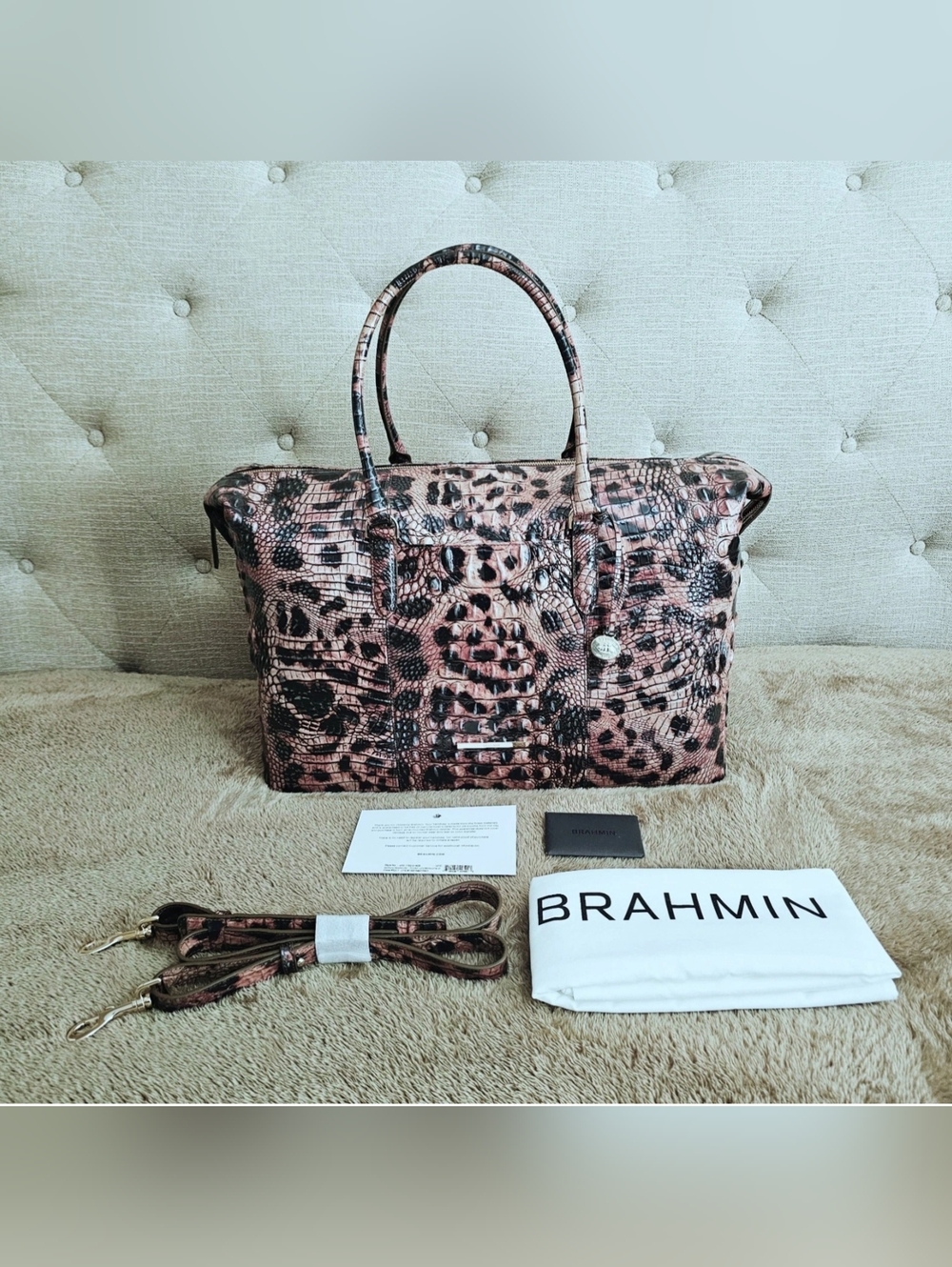 NWT Brahmin GOLDEN LYNX Duxbury Weekender